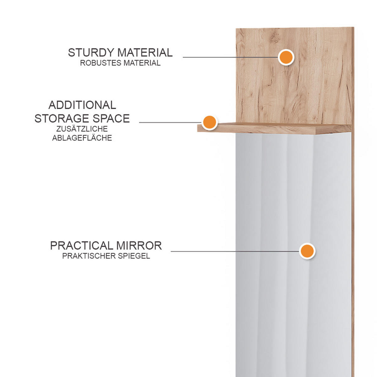 NÁSTĚNNÝ VĚŠÁK Siri Zlatý mocný dub - medově dubová, kompozitní dřevo (36/135/21.6cm) - Vicco