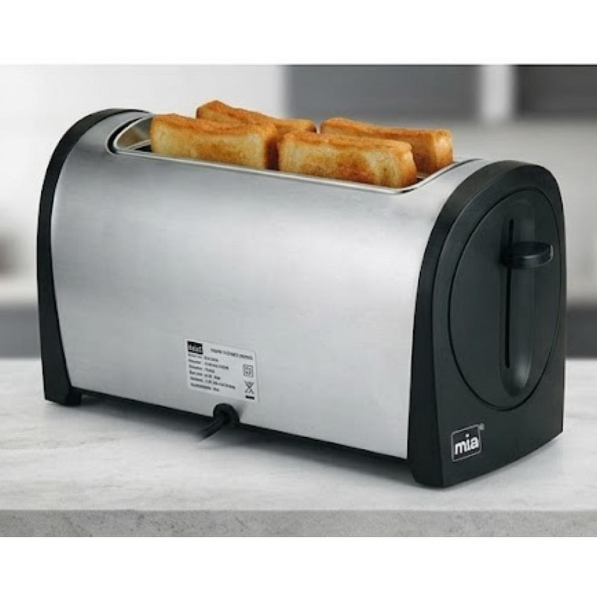 TOASTER TA0080 Edelstahl Silber 2 Scheiben mit Brötchenaufsatz - Silberfarben, Metall (25/18/15cm) - Mia