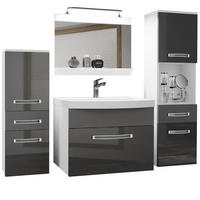 BADMÖBEL Badezimmer Grau Glänzend Matt - Silberfarben/Grau, Holz (140/113/40cm) - B BELINI GROUP