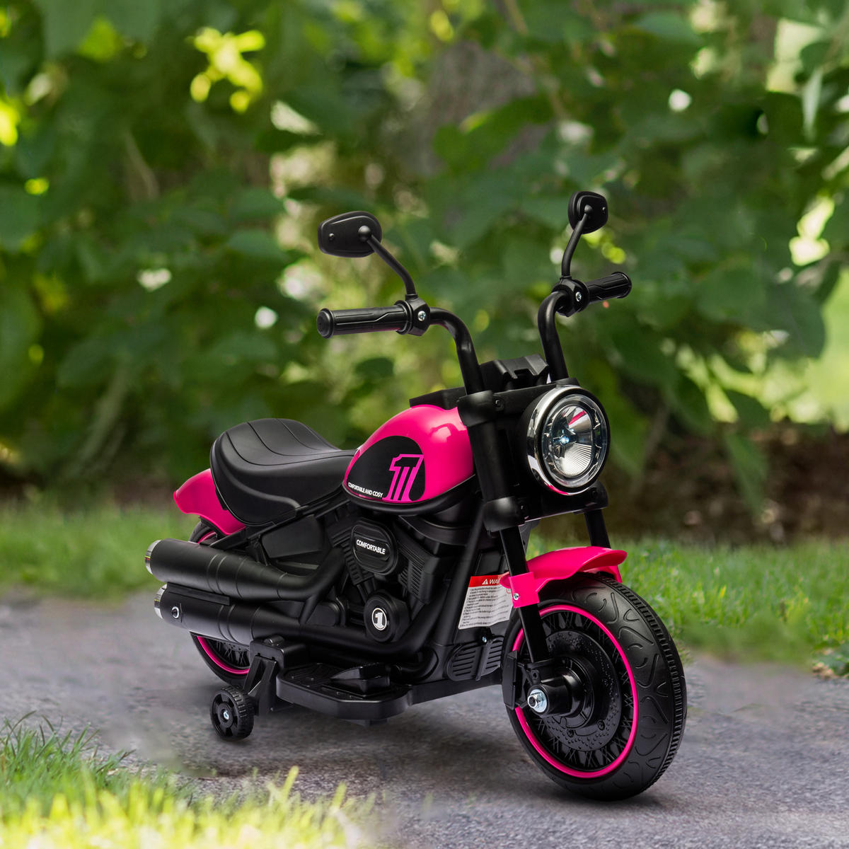 KINDER Elektro-Motorrad Kindermotorrad 6V Kinderfahrzeug für 1,5-3 Jahre Rosa - Rosa, Metall (76/42/57cm) - HOMCOM