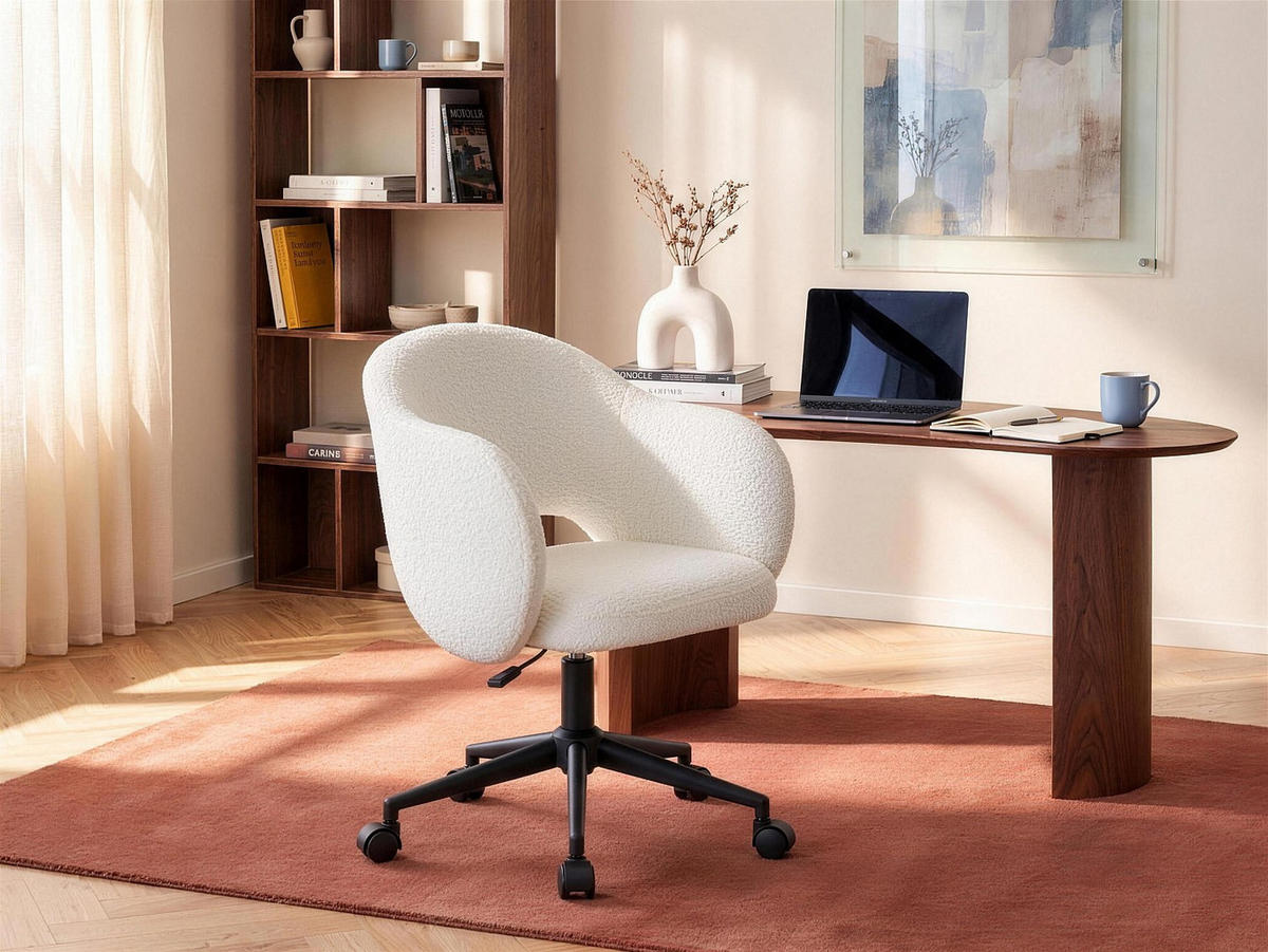 BÜROSTUHL ohne Armlehnen - 56.5 x 58 - stoff - weiß Acacilio - Weiß, Textil/Metall (56.5/85/58cm) - Vente-Unique