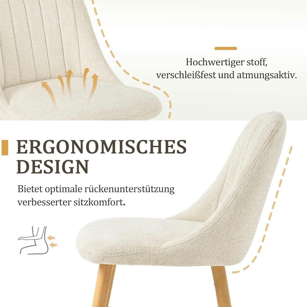 ESSZIMMERSTÜHLE 4er Set Samt Weiß Holzbeine - Weiß, Textil (48.5/81/43.5cm)