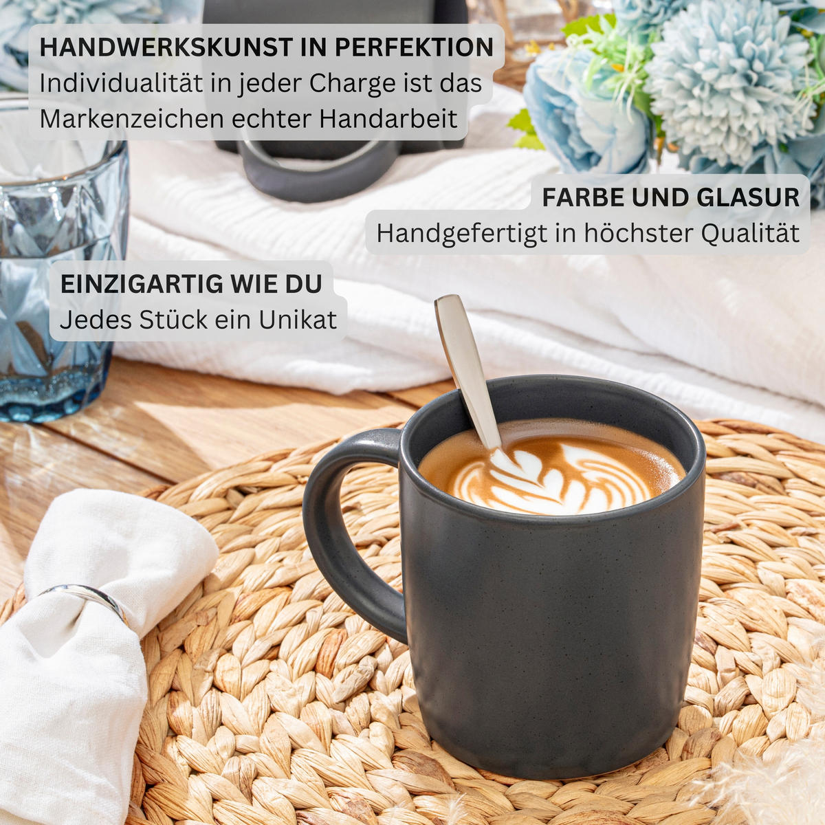 KAFFEEBECHER LEEDS NIGHTSKY - 6 teilig aus Steingut - Dunkelgrau, Stein (0.38L) - Sänger