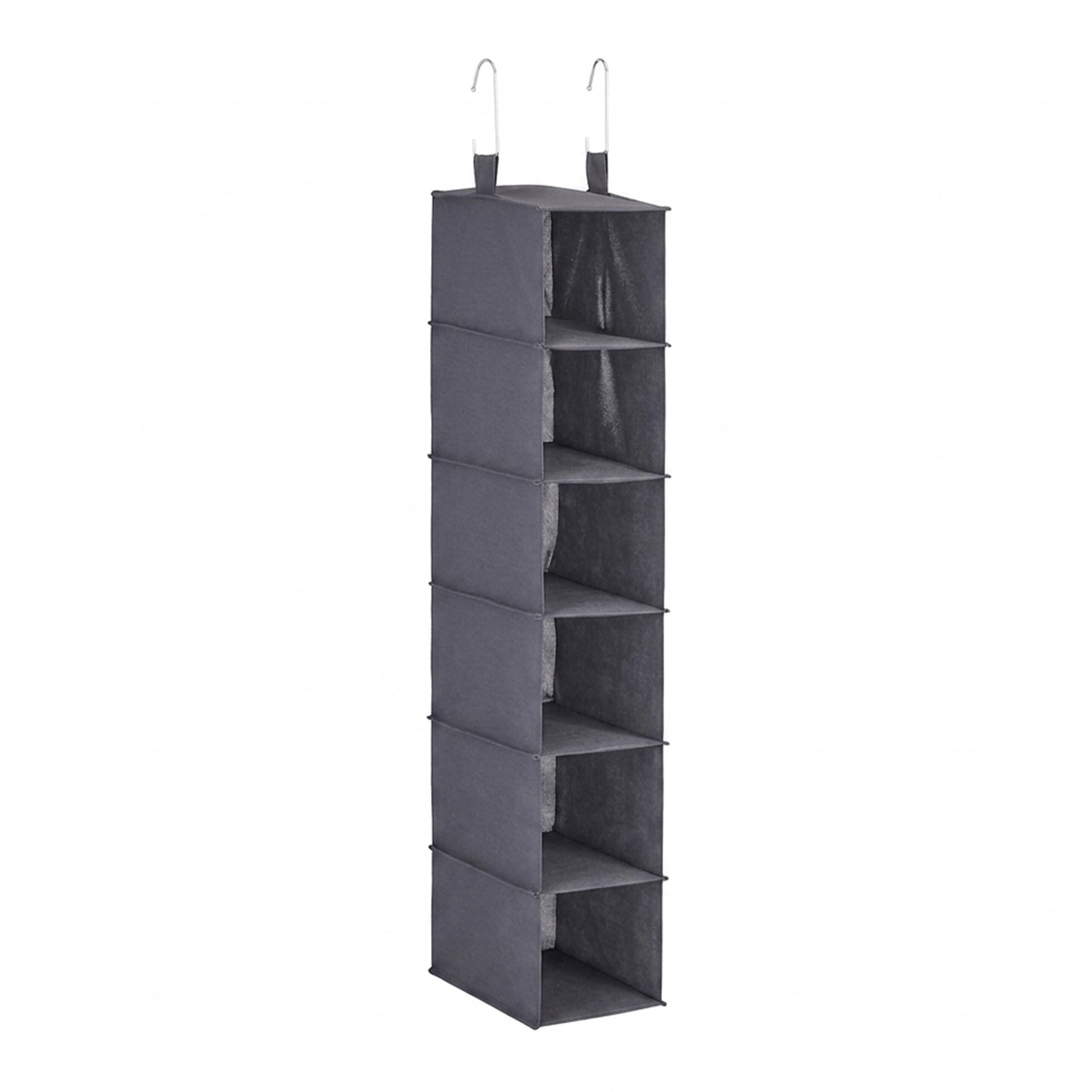 ORGANIZÉR Sivý textilný závesný do skrine 6 priehradiek 99x15x30 cm - sivá, kompozitné drevo/textil (30cm) - Relaxdays