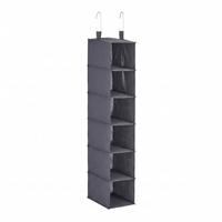 ORGANIZÉR Sivý textilný závesný do skrine 6 priehradiek 99x15x30 cm - sivá, kompozitné drevo/textil (30cm) - Relaxdays