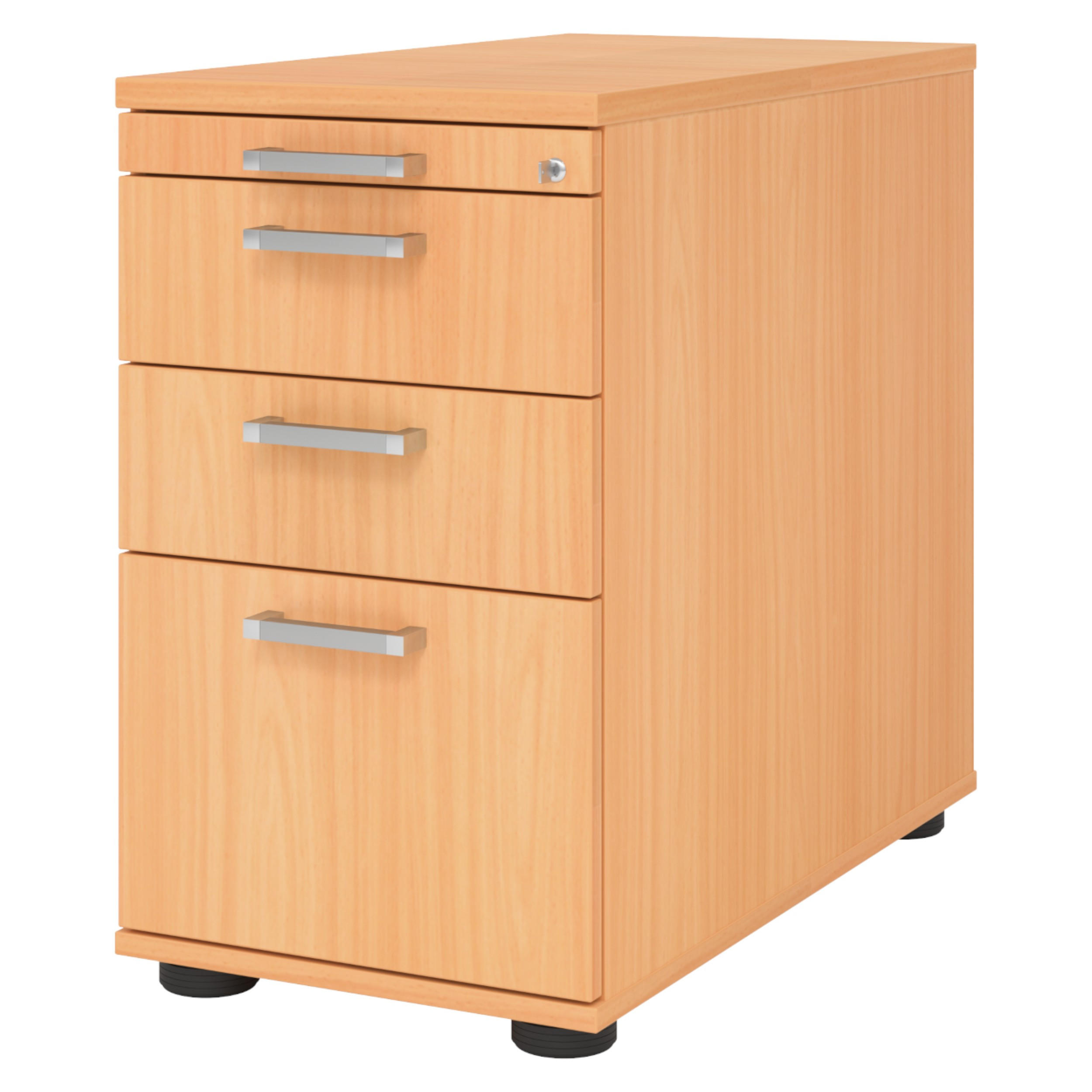 STANDCONTAINER - mit Hängeregistratur 80/42,8/72 cm in Buchefarben Chromgriff (Metall) - Buchefarben, Holzwerkstoff (42.8/72/80cm) - bümö