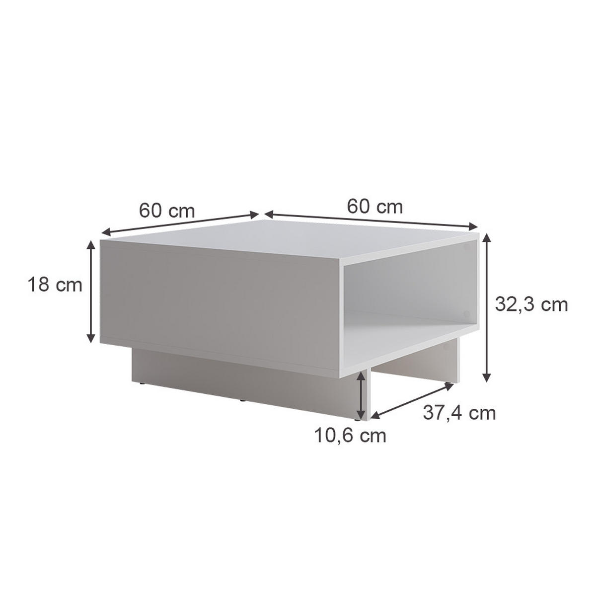 COUCHTISCH Luka Weiß 60 x 60 cm - Weiß, Holzwerkstoff (60/60/32.3cm) - Vicco