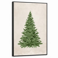 LEINWAND Bilder mit Rahmen - Weihnachtsbaum - Grün - Weihnachten - Feiertage - 60x90 - Olivgrün, Textil (60/90cm) - MuchoWow