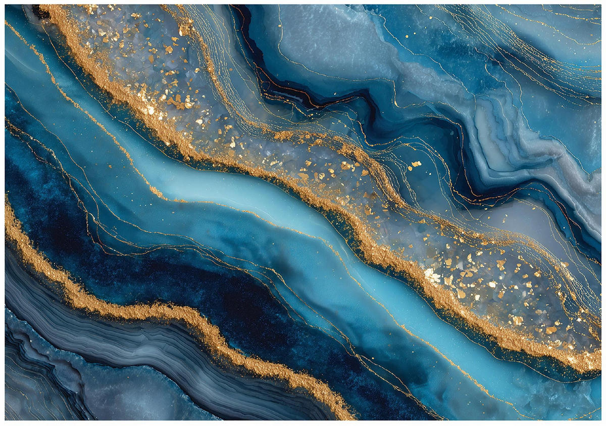 FOTOTAPETE Marmor Abstrakt Blau 150x105 cm - Multicolor, Papier (150/105cm) - Wallarena
