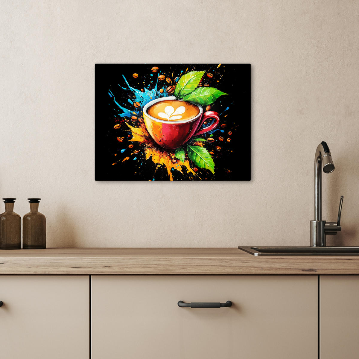 LEINWANDBILD Kaffee - Graffiti - Trinken - Abstrakt 40x30 cm - Mokka, Textil (40/30cm) - MuchoWow