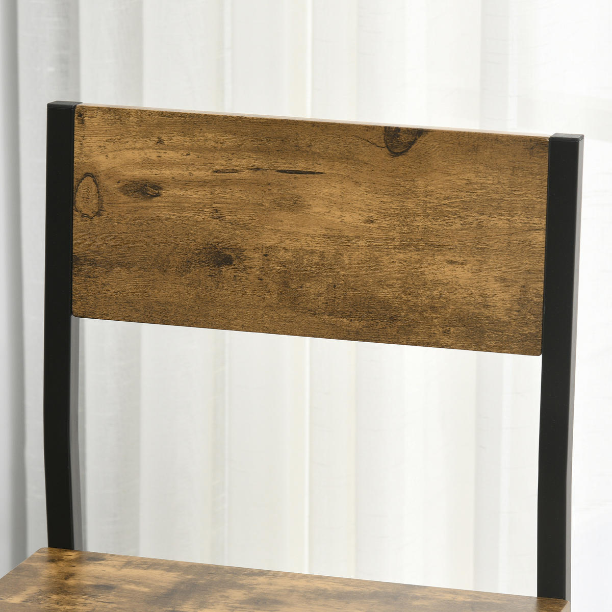 BARTISCH Set 3-teilig, Esstisch mit 2 Barhocker, Küchentresen mit Barstühlen - Braun, Metall (45/87/89cm) - HOMCOM