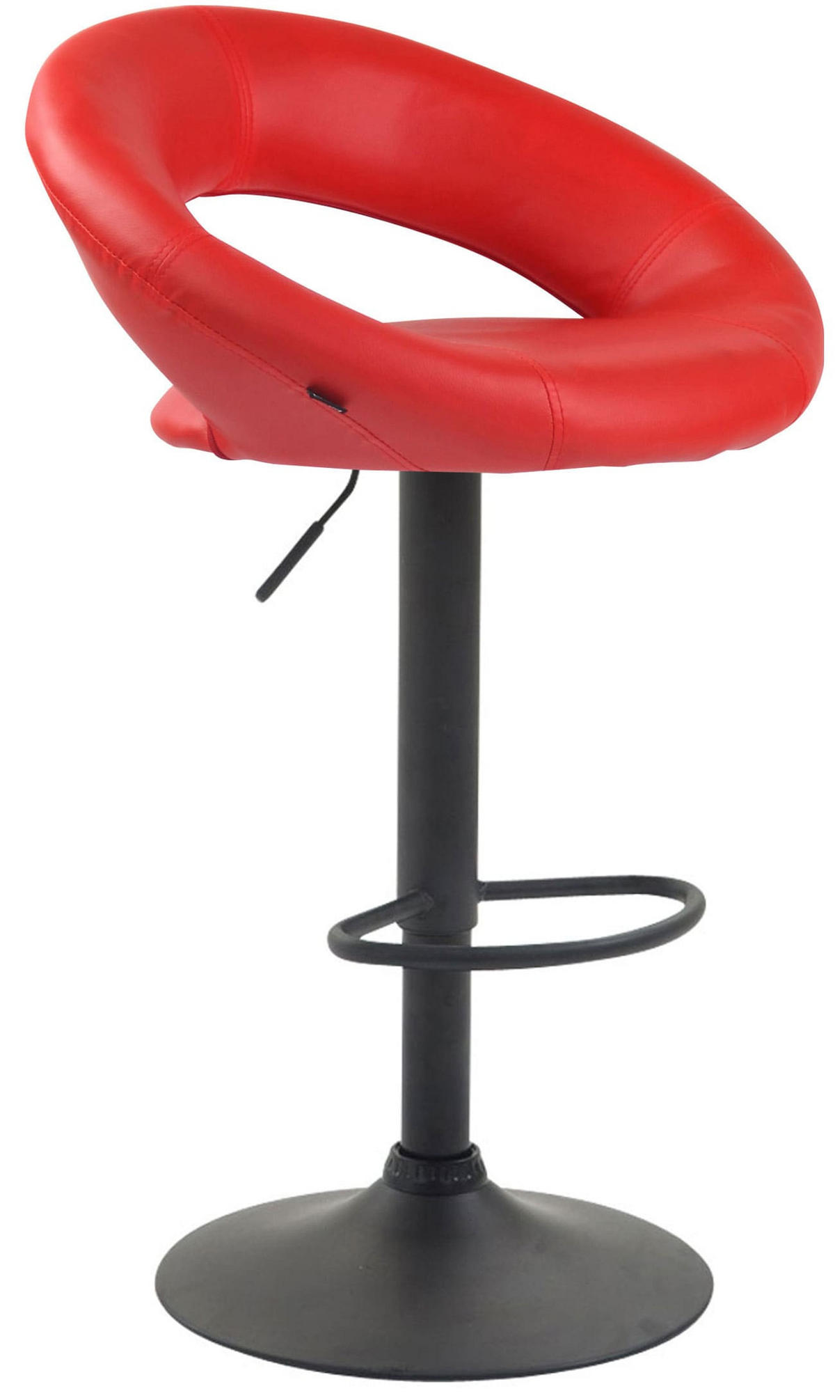 BARHOCKER 2er Set Mekim Kunstleder Rot Schwarz - Rot, Leder/Metall (53/80/47cm) - DELUKE