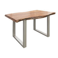 BAUMTISCH Akazie 140x90x77 natur lackiert / U-Beine silber matt FREEFORM 5 - Silberfarben/Naturfarben, Holz (140/90/77cm) - Massivmoebel24