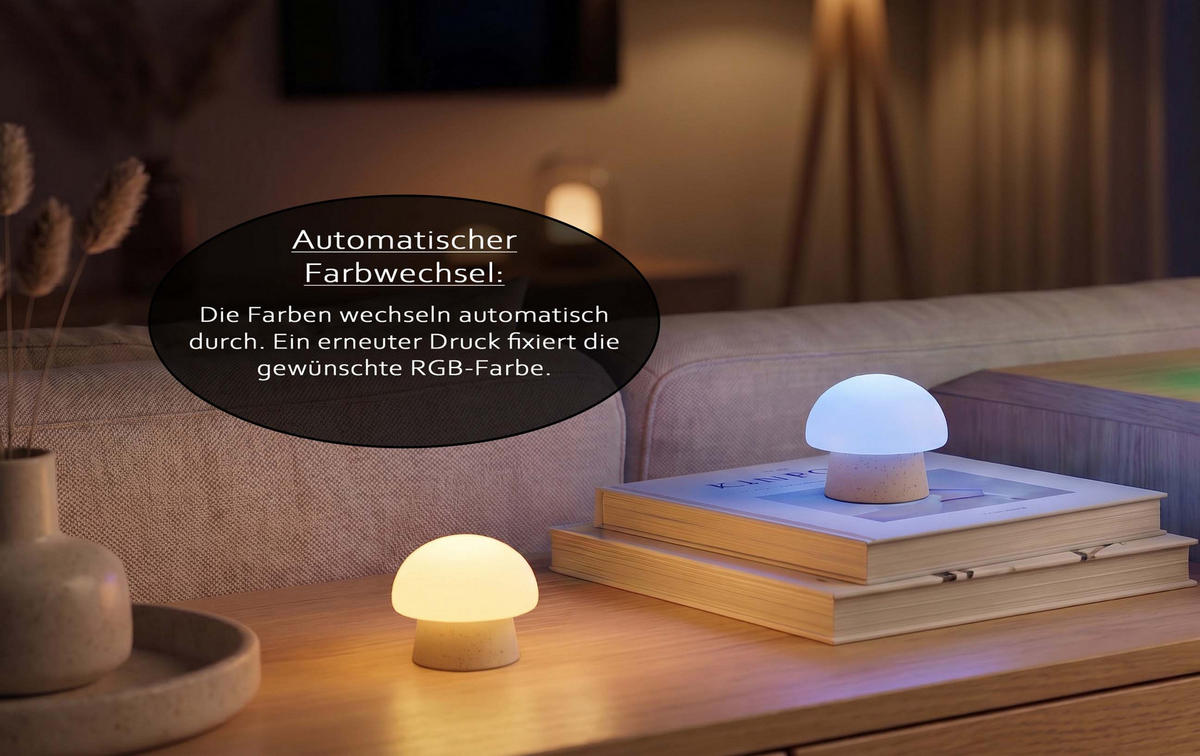 LED-PILZLEUCHTE Mushroom Lounge Lights 6 cm 4er-Set beige - Beige, Kunststoff (6/6/6cm) - Northpoint