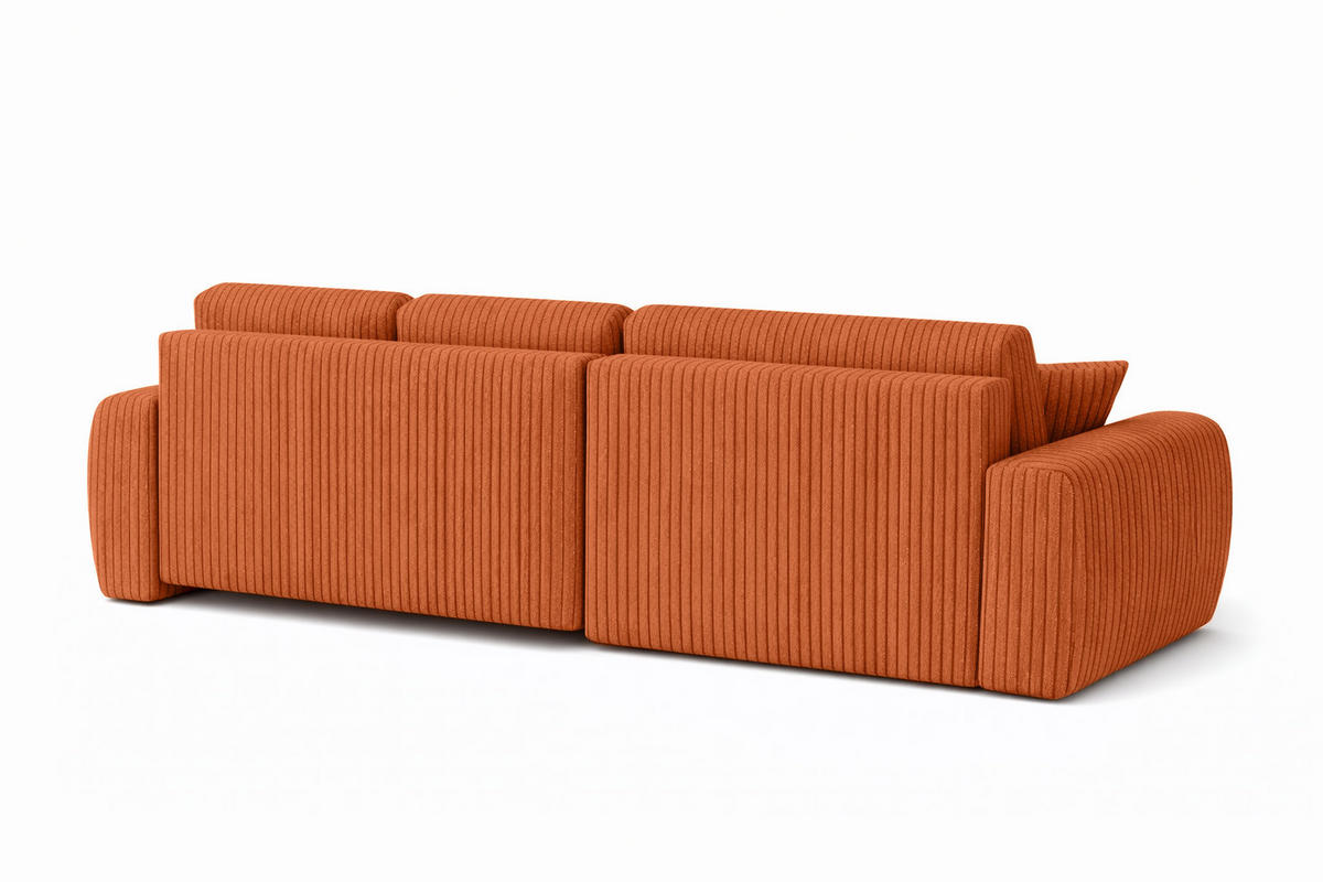ECKSOFA Mit Schlaffunktion Und Bettkasten L-Form Ivo L, Cordstoff Poso, Kupfer, Rechts - Orange, Holz (250/142cm) - Kaiser Möbel