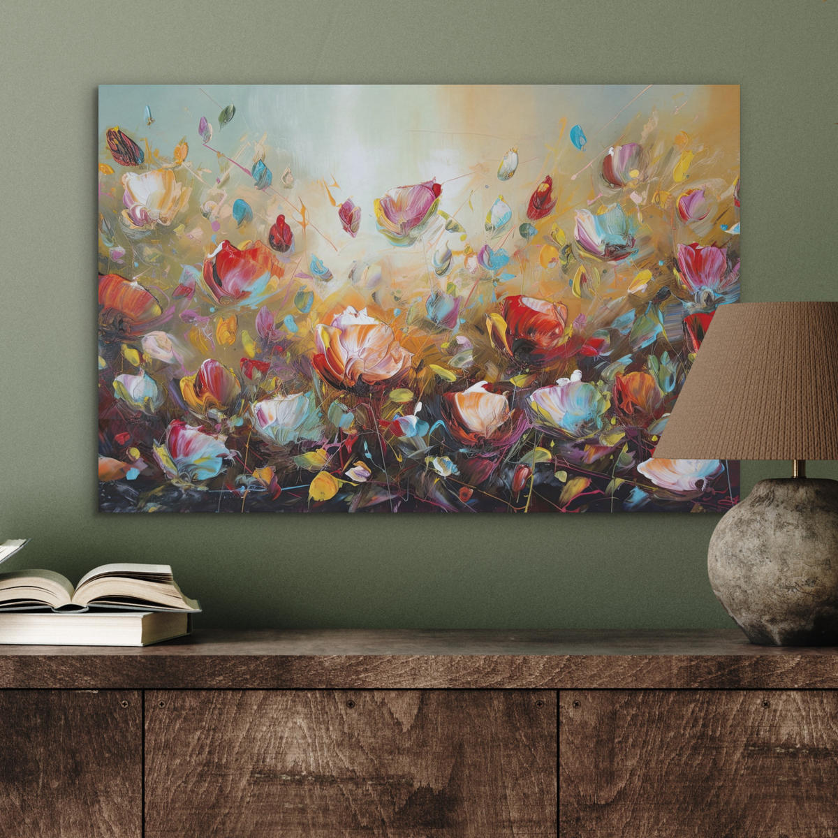 AKUSTIKBILD Blumen - Kunst - Natur - Ölgemälde Wanddeko 70x50 cm - Multicolor, Kunststoff (70/50/0.9cm) - MuchoWow