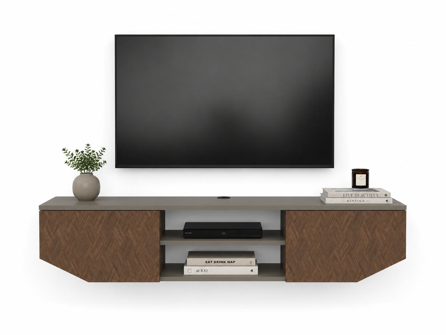 HÄNGENDE TV Einheit Hera Galaxie Vintage - Braun, Holzwerkstoff (30/12.5/150cm) - Decorotika