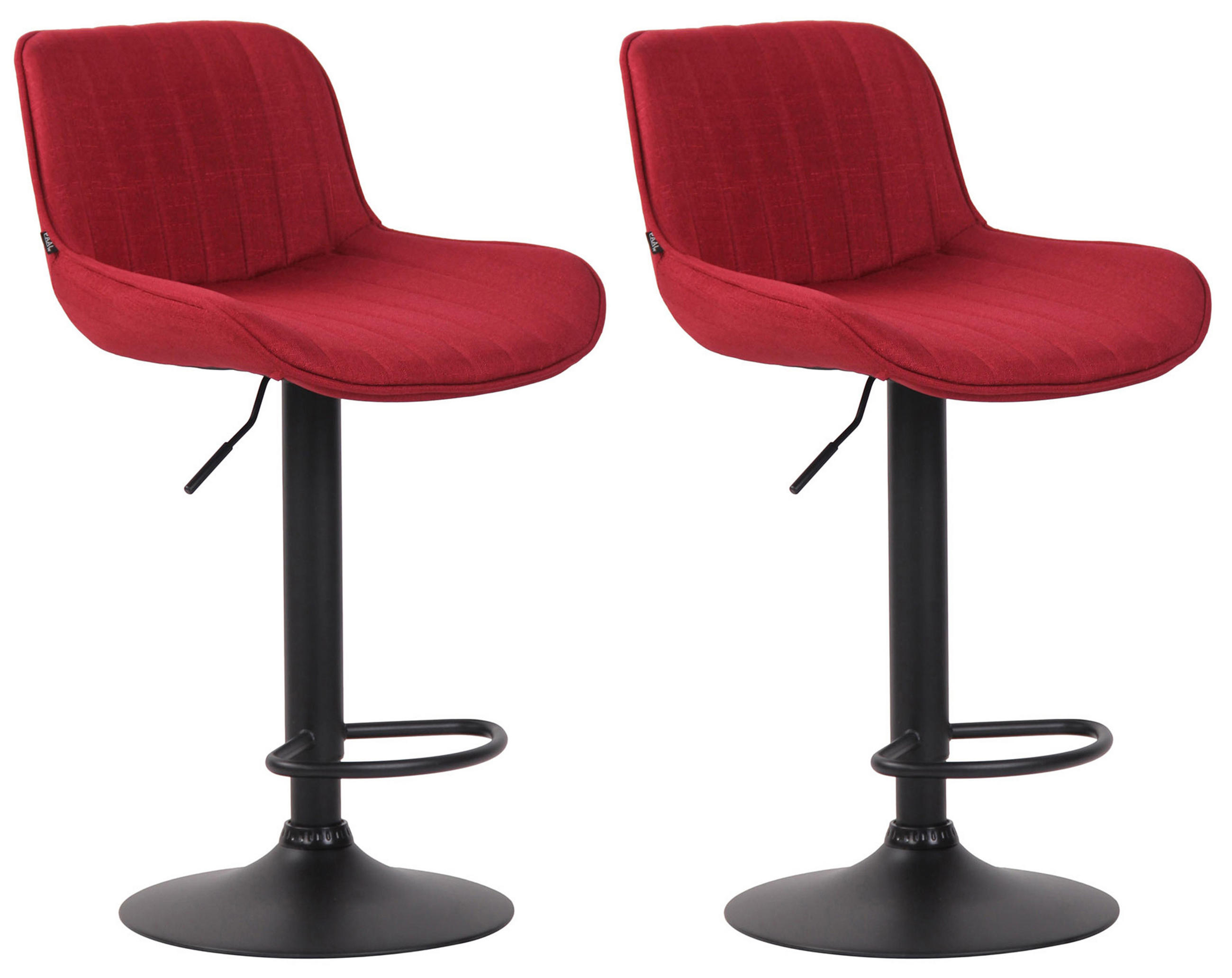 BARHOCKER 2er Set Lentos Stoff schwarz rot - Rot/Schwarz, Textil/Metall (50/108/50cm) - TPFLiving
