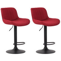 BARHOCKER 2er Set Lentos Stoff schwarz rot - Rot/Schwarz, Textil/Metall (50/108/50cm) - TPFLiving