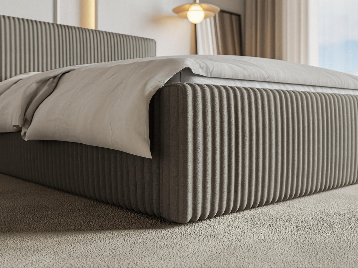 POLSTERBETT Tilio Grau-Beige Cordbezug 180 cm - Greige/Schwarz, Kunststoff/Textil (180/200cm) - Selsey