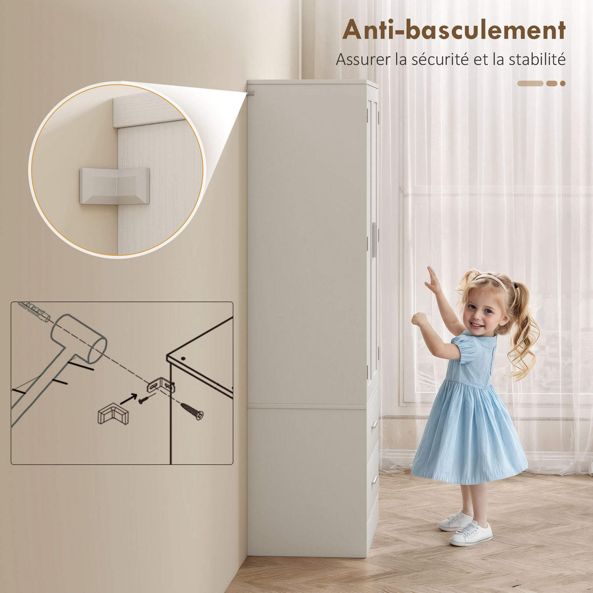 MEHRZWECKSCHRANK DE-11252 2 Türen & 2 Schubladen mit 8 Gewürzregalen Weiß - Weiß, Holzwerkstoff (40/159/60cm) - ComfortXL