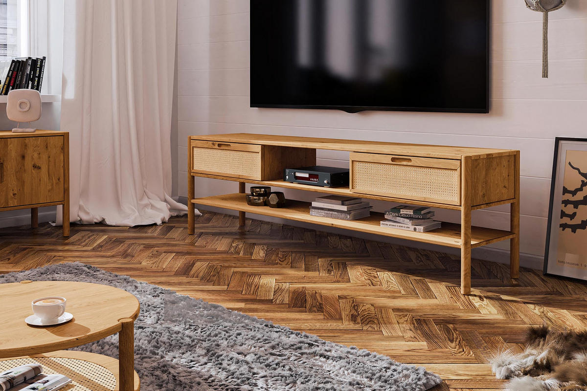 TV-SCHRANK INA Wildeiche - Alteiche, Holz (204/64/46cm) - byoak