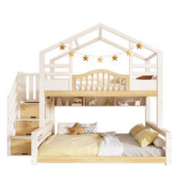 ETAGENBETT 90x200/140x200 cm Weiß Eiche mit Stauraum - Weiß/Naturfarben, Holz (140/200cm) - FLIEKS