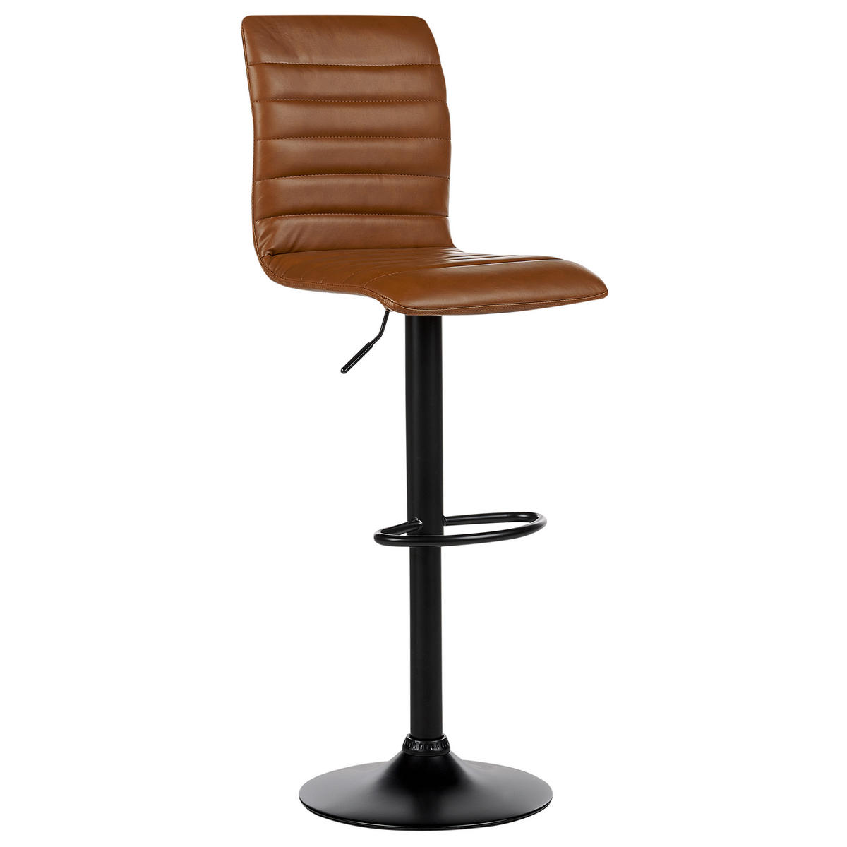 BARHOCKER 2er-Set Kunstleder goldbraun/schwarz höhenverstellbar Lucerne - Schwarz/Braun, Kunststoff (39/49cm) - Beliani