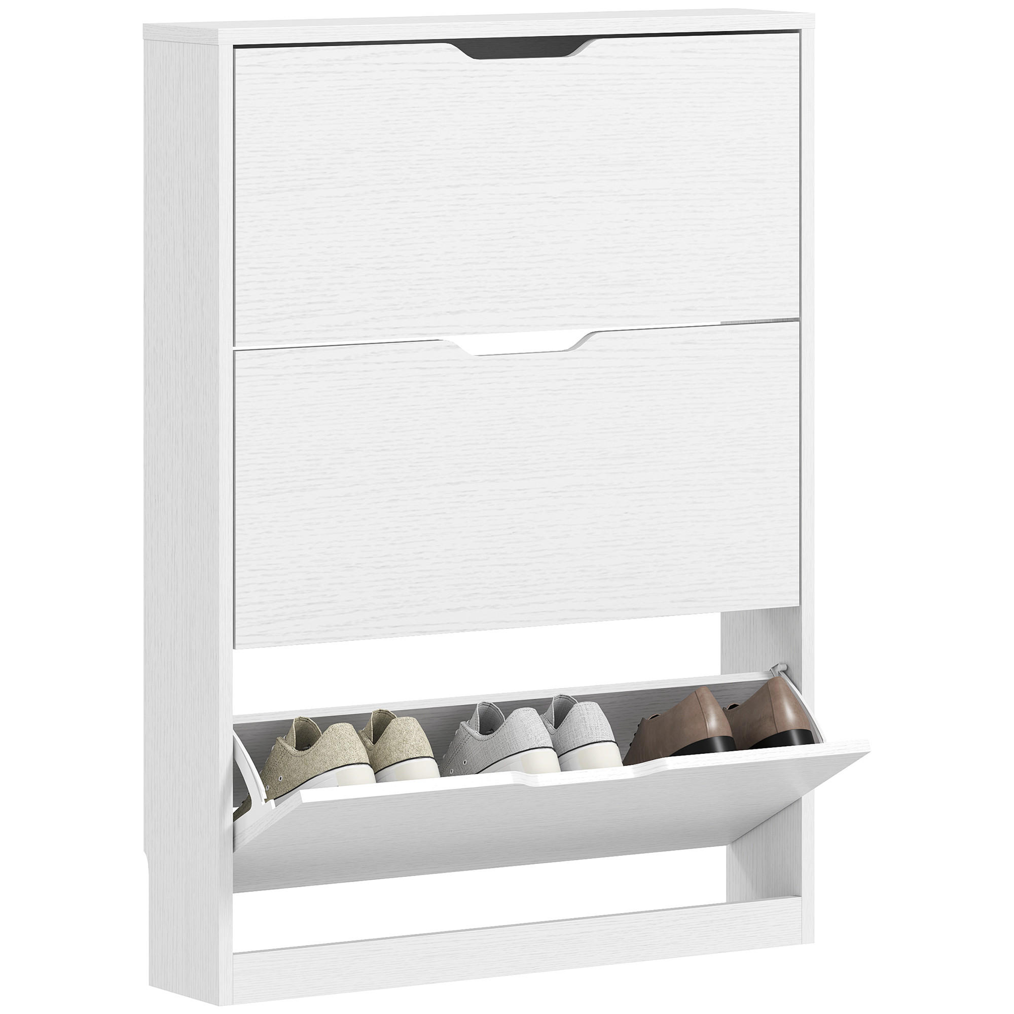 SCHUHSCHRANK DE-09719 3 Klappschubladen, 17 cm tief Weiß - Weiß, Holzwerkstoff (80/108/17cm) - ComfortXL