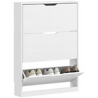 SCHUHSCHRANK DE-09719 3 Klappschubladen, 17 cm tief Weiß - Weiß, Holzwerkstoff (80/108/17cm) - ComfortXL