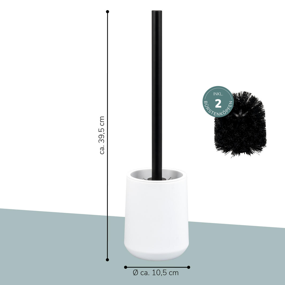 WC-GARNITUR TESERO, Kunststoff, weiß - Weiß, Kunststoff (10.5/39.5/10.5cm) - eluno