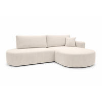 ECKSOFA Mit Schlaffunktion Und Bettkasten, Cordstoff Poso, Beige, Rechts, ROUND ONE OPEN XL - Creme, Holz (262/175cm) - Kaiser Möbel