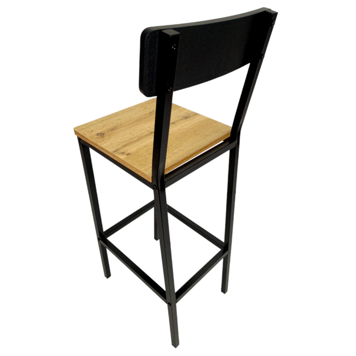 BARHOCKER Holzoptik Metall Eichefarben Schwarz 2-Er Set 90×40×29,5 cm - Eichefarben/Schwarz, Holzwerkstoff/Metall (30/90/40cm) - Begryf