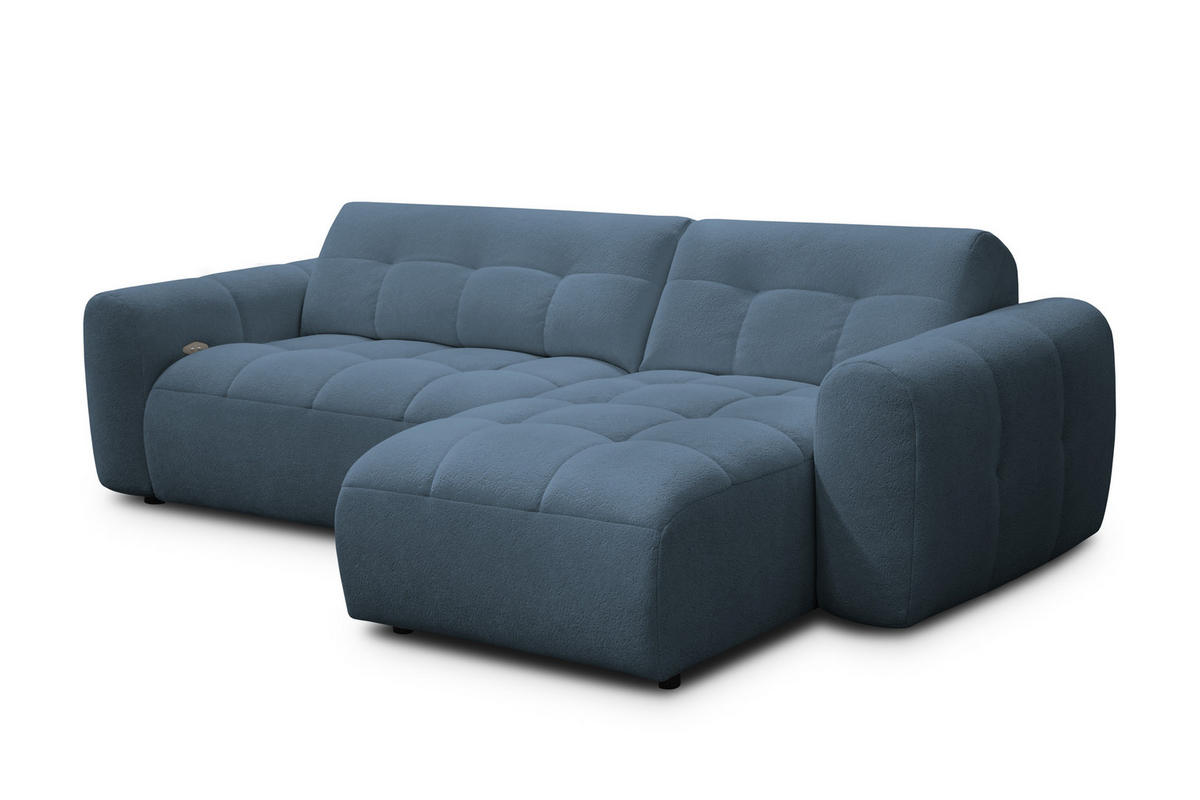 ECKSOFA LUMERO 4-Sitzer RECHTS, marineblau - Blau/Schwarz, Holz/Textil (275/166cm) - Courtois Laville