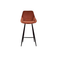 BARHOCKER - 48 cmcm x 51 cmcm - Samt, Stoff - Terracotta - MASURIE - Terracotta, Textil (48/99/51cm) - Vente-Unique
