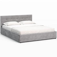 POLSTERBETT 140×200 mit Bettkasten und Lattenrost Mira HLR-22 Grau Velours inkl. KOMFORTSCHAUMMATRATZE Nova 7-Zonen H3 mittelfest 140 - Grau, Holz/Metall (140/200cm) - Jana