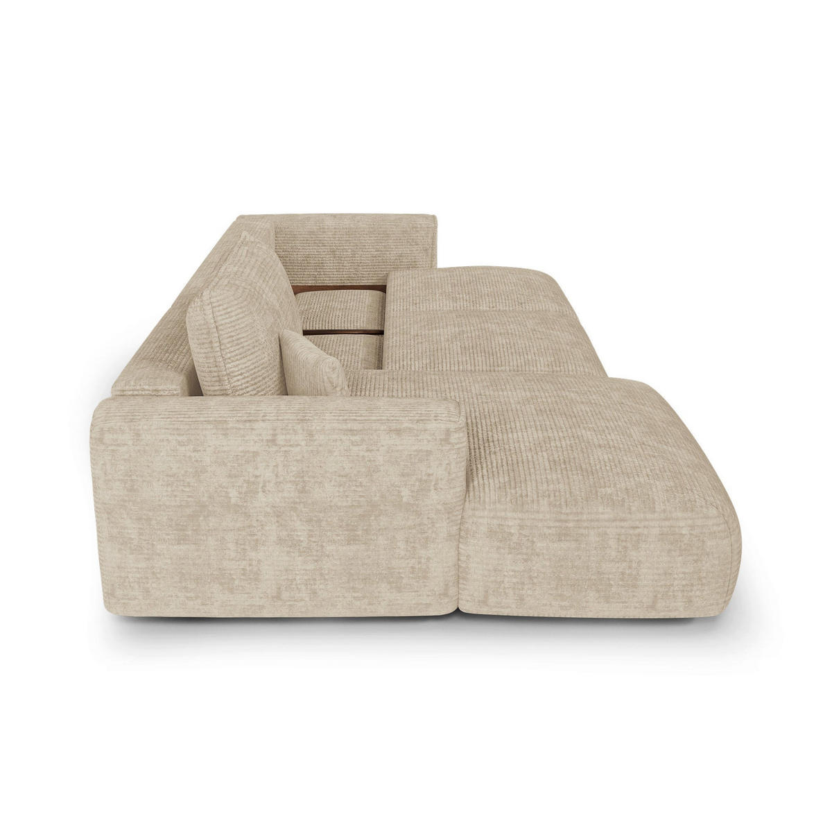 LINKSECK-SCHLAFSOFA mit Stauraum COMO Cord Beige 297cm - Beige, Textil (297/167cm) - Premium Interiors