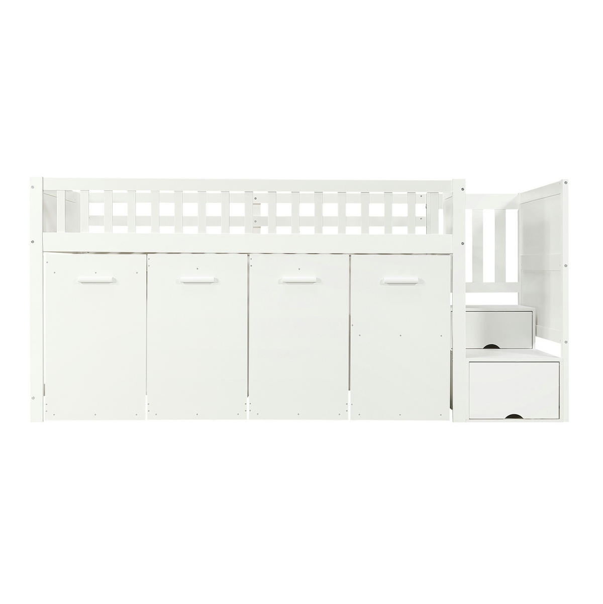 POSCHODOVÁ posteľ 90/200 cm biela z borovice a MDF s písacím stolom úložným priestorom a skriňami - biela, kompozitné drevo (90/200cm) - OKWISH