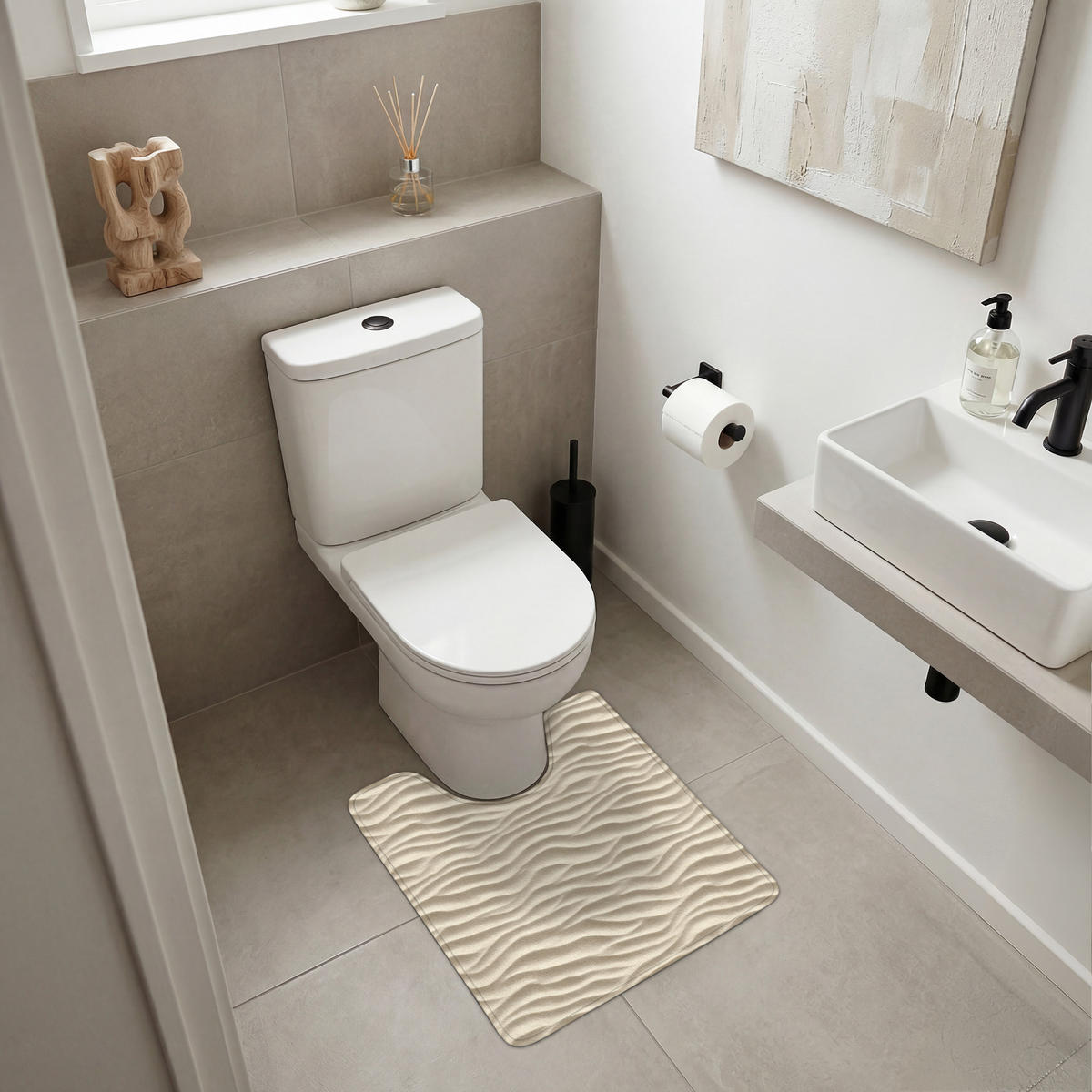 WC PŘEDLOŽKA Písek - Vlny - Béžová 55x60 cm - béžová, textil/plast (55/1cm) - OnlyWow