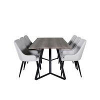 TISCHGRUPPE Hellgrau - Hellgrau, Holzwerkstoff (90/75/180cm) - ebuy24