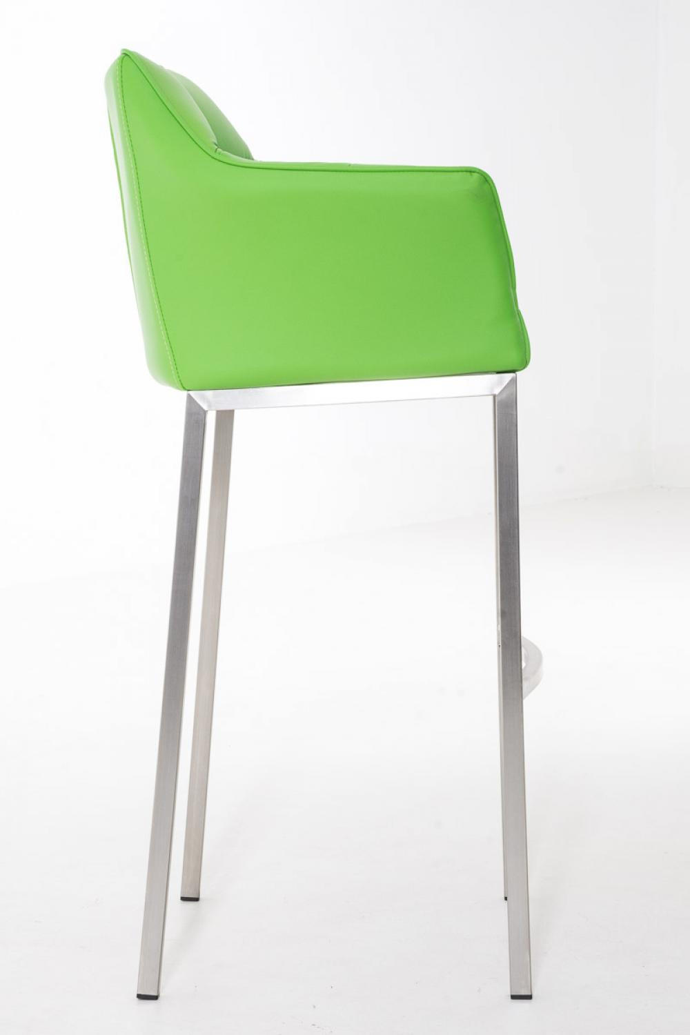 BARHOCKER Lederlook grün - Edelstahlfarben/Grün, Textil/Metall (64/110/48cm) - CLP