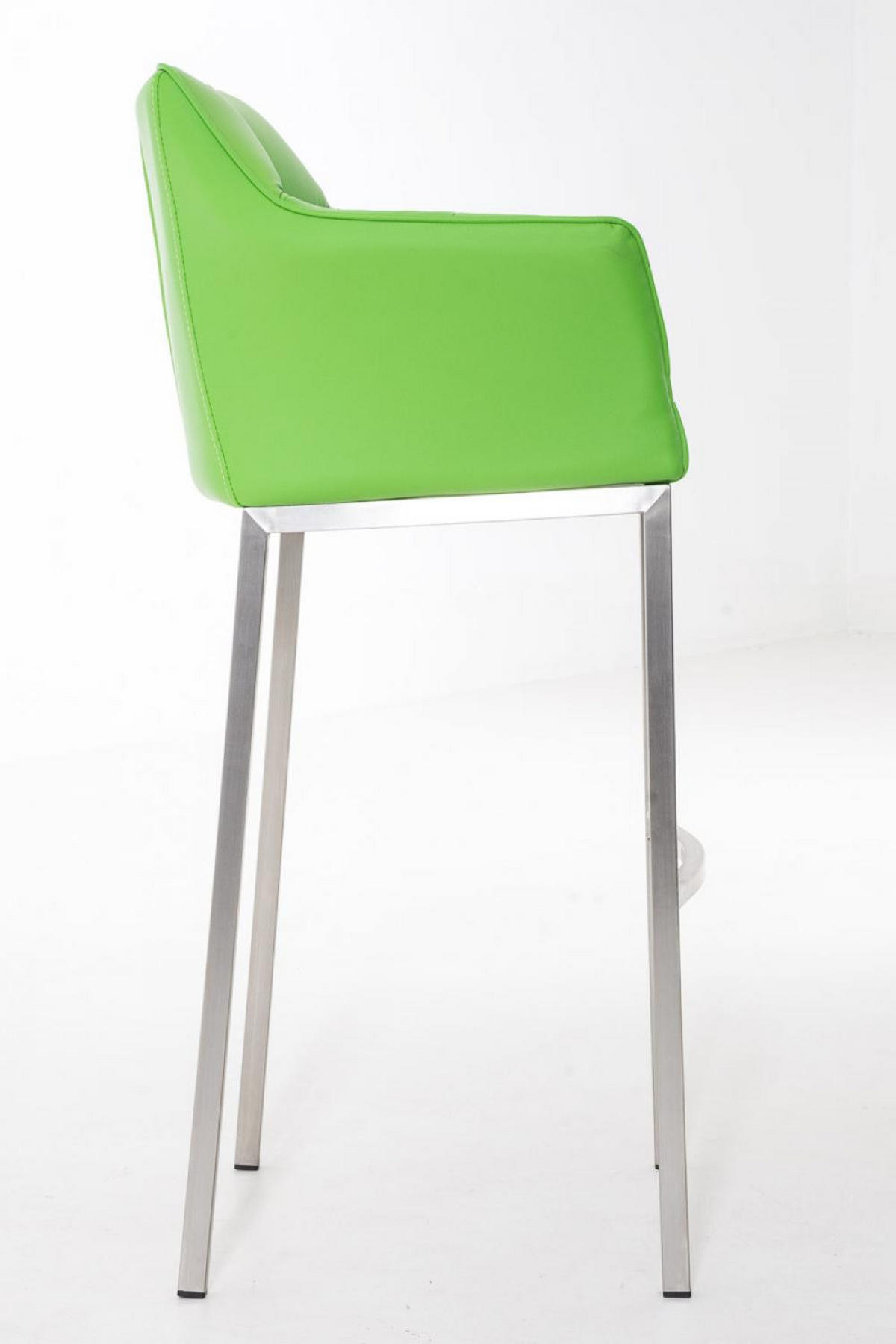 BARHOCKER Lederlook grün - Edelstahlfarben/Grün, Textil/Metall (64/110/48cm) - CLP