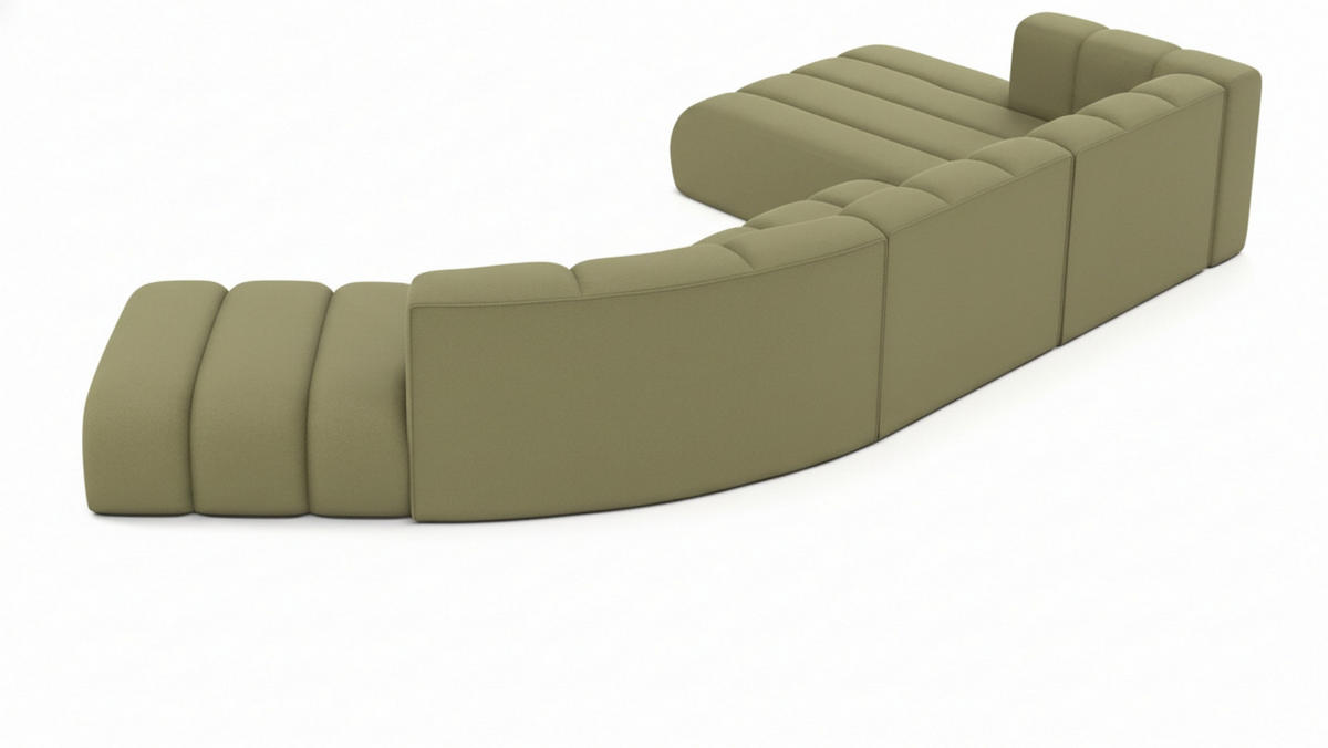ECKSOFA L-Form GRAND Round, Stoff Salvador, Olive, Rechts - Olivgrün, Holz (445/179cm) - Kaiser Möbel