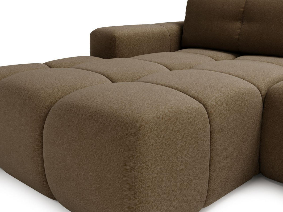 ECKSOFA Montero Bouclé-Stoff Braun Rechts - Braun, Holz/Textil (280/177cm) - Graingold