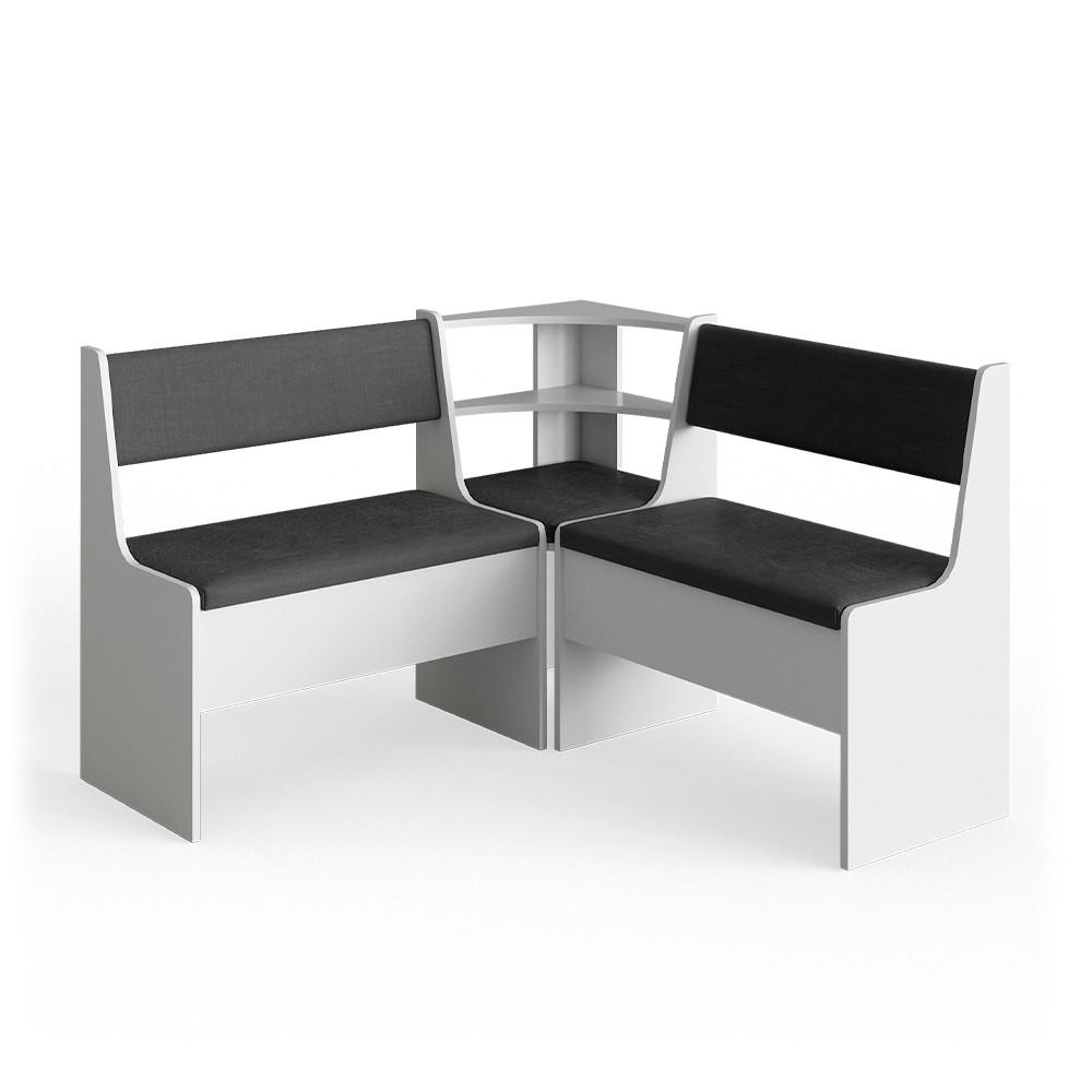 ECKBANKGRUPPE Roman Weiß 120 x 41.5 cm Ohne Tisch - Anthrazit/Weiß, Holzwerkstoff (120/80/120cm) - Vicco