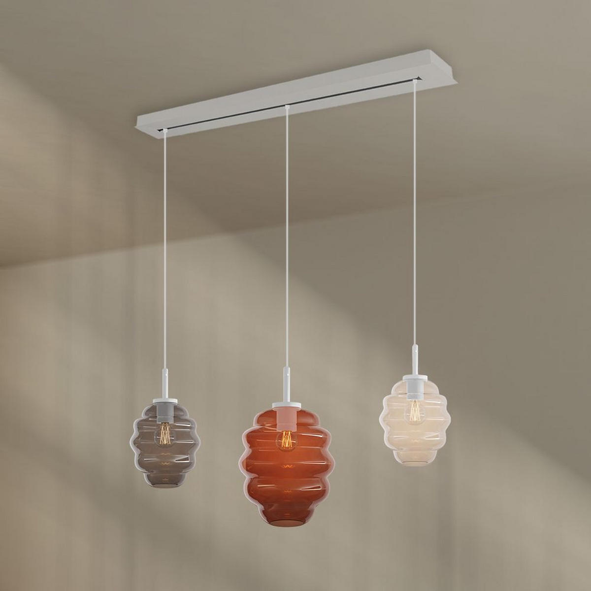 HÄNGELEUCHTE Echos 3-flammig Mehrfarbig Ø 18/25cm - Multicolor/Weiß, Glas (18/18/20cm) - s.luce