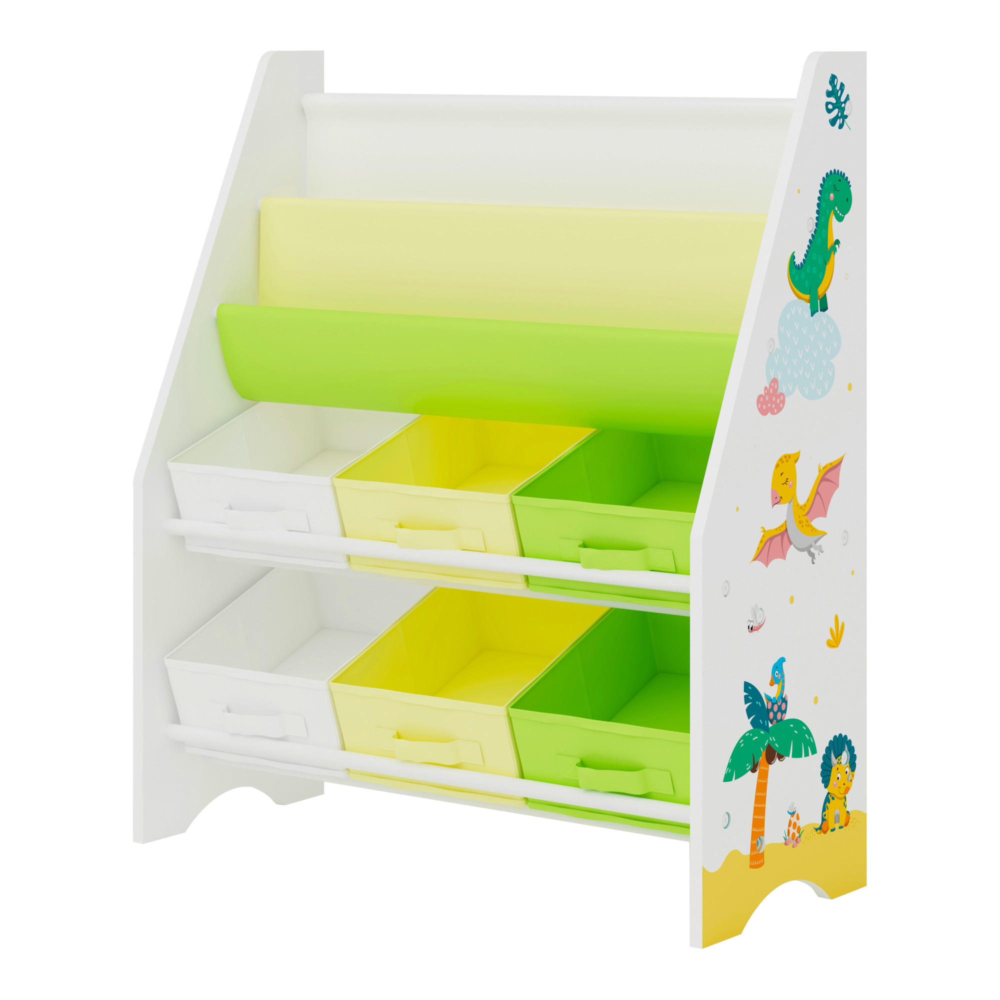 KINDERREGAL Ponteceso - Gelb/Weiß, Holzwerkstoff/Textil (62/74/26.5cm) - [en.casa]