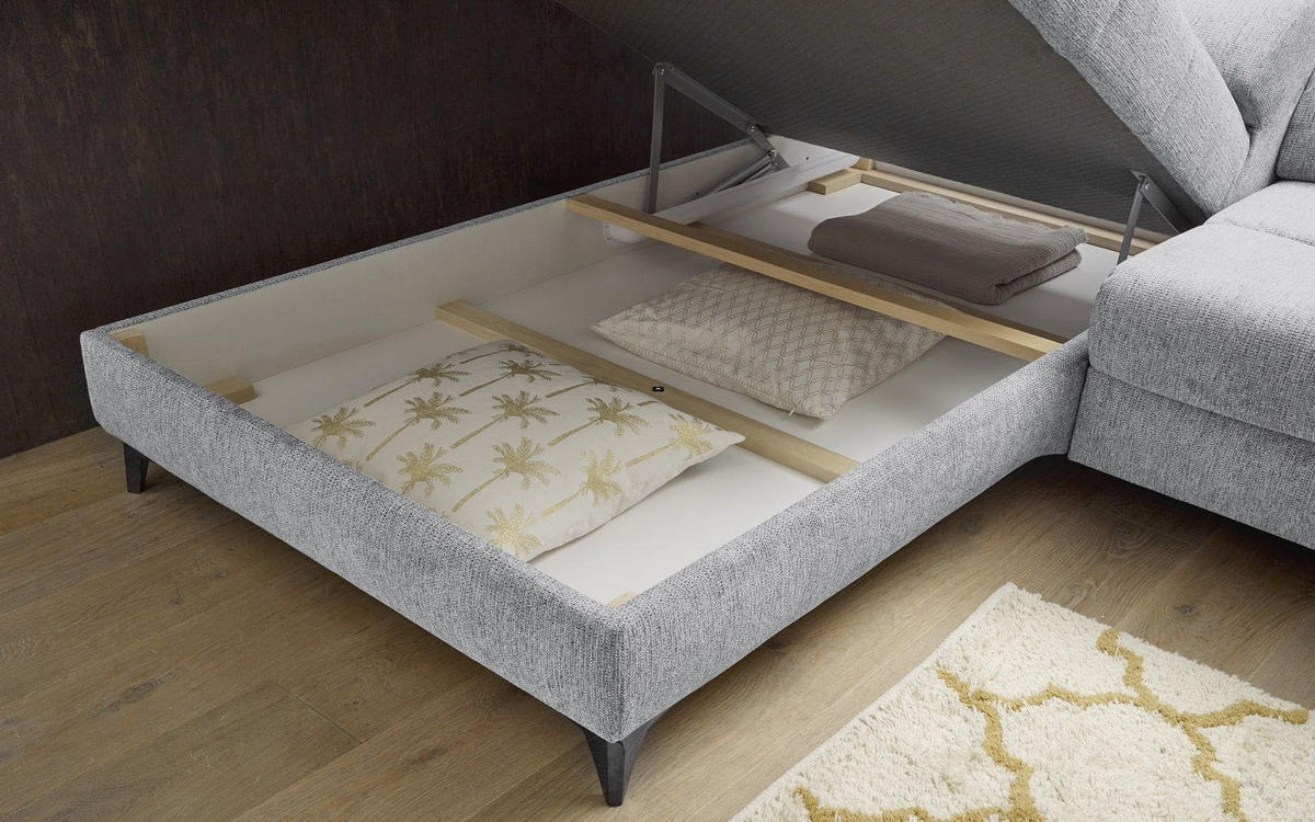 ECKSOFA mit elektrischer Wallaway-Funktion und vielseitigen Anpassungsmöglichkeiten - Hellgrau, Textil (282/198cm) - ed exciting design