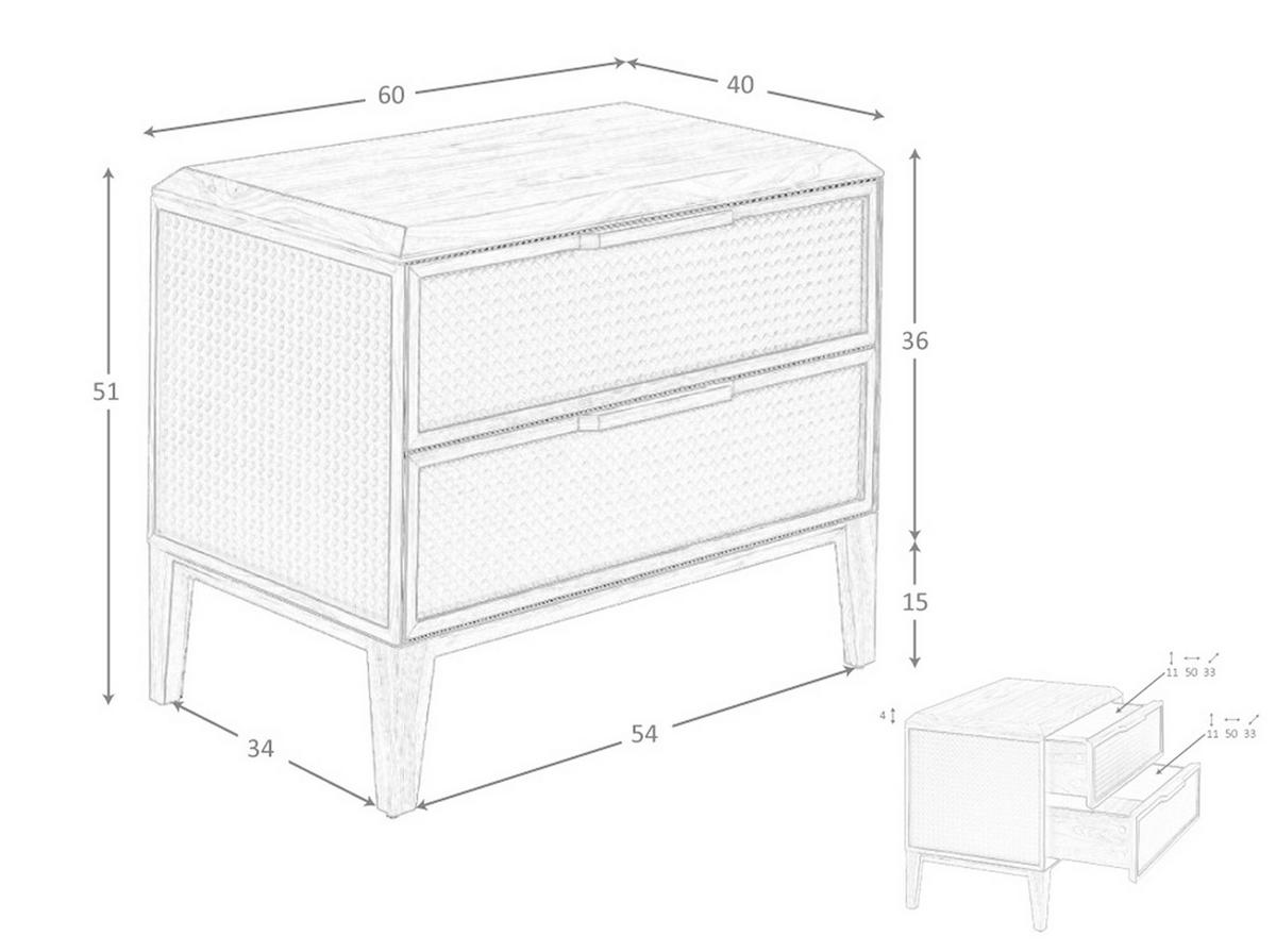 NACHTSCHRANK Dunkelgrün Walnuss 60/40/51 cm - Dunkelgrün/Walnussfarben, Holz (60/51/40cm) - ANGEL CERDA