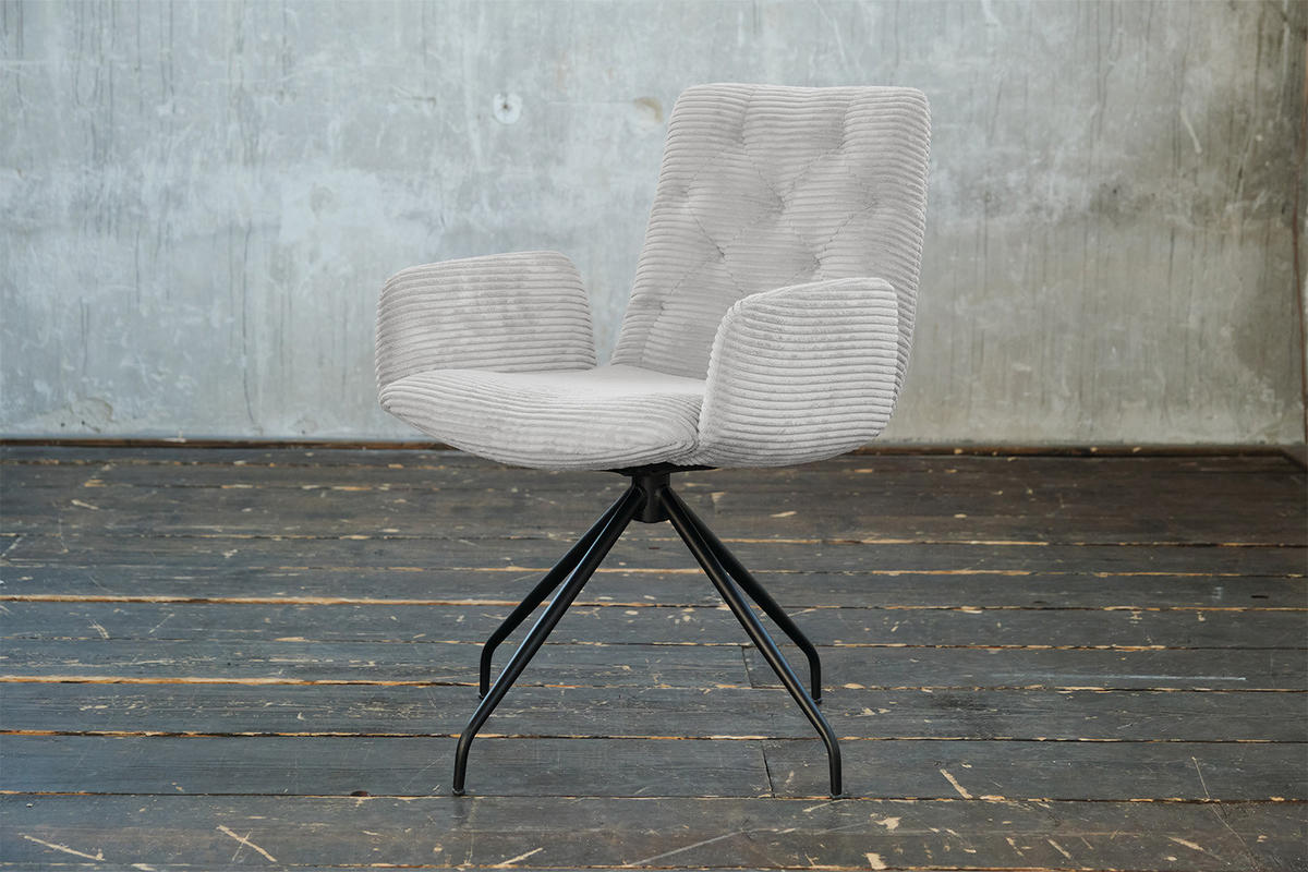 DREHSTUHL NEW CHARME Hellgrau Cord - Hellgrau, Textil (59/87/66cm) - KAWOLA
